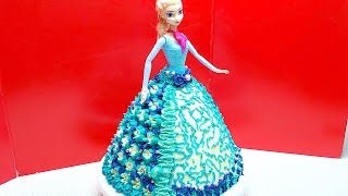 Amazing Princess Elsa Dress Cake/ How to make cake decoration w/ Russian piping nozzles Tutorial