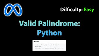 Valid Palindrome | Blind 75 | LC 125 | Python