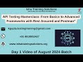 API Testing  From Basics to Advanced Frameworks with Rest Assured Day 1 video On 6th August 2024