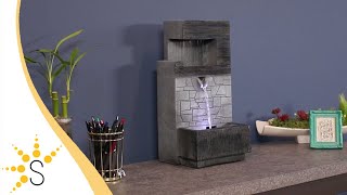 Sunnydaze Modern Tiered Brick Wall Tabletop Indoor Water Fountain - DW-215 *