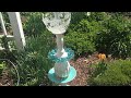 Beautiful glass homemade birdbath!