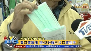 買口罩實測 排43分鐘三片口罩到手 T台政經話 20200305