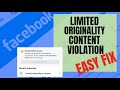 How to solve Limited Originality of Content Policy Violations in Facebook | Step by Step Tutorial