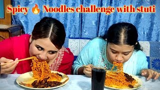 2x Spicy🔥 Current Noodles challenge with stuti @StutiPoudel