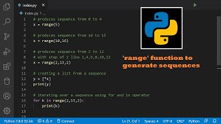 create sequence of numbers in python with 'range' function
