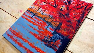 Cómo Pintar un PAISAJE de Otoño con Acrílico PASO a PASO | Tutorial de Pintura Acrílica