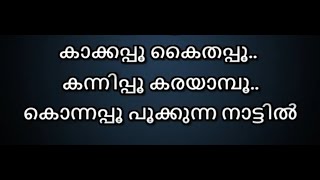 Kaakkappoo Kaithappoo Karaoke With Lyrics Konnappoo pookkunna Malayalam