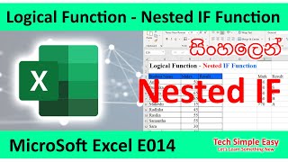 Microsoft Office - Excel Series E014 (Logical Function- Nested IF Function) Sinhala (සිංහලෙන්)