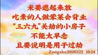 卢台长开示：米要遮起来放；吃素的人做荤菜会背业；“三六九”关劫的小房子不能太早念且要说明是用于过劫Zongshu20181122   10:24