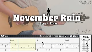 November Rain - Guns N’ Roses | Fingerstyle Guitar | TAB + Chords + Lyrics