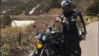 福島レイクライン　友人のバイクが早過ぎる