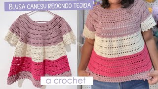 👚Blusa con canesú redondo tejida a crochet🧶 Blouse with round yoke crocheted