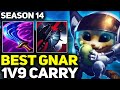 RANK 1 BEST GNAR IN THE WORLD 1V9 CARRY GAMEPLAY! | Season 14 League of Legends