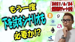 【仮想通貨ビットコイン＆アルトチャート分析】再アップ版💡もう一度下を試すシナリオも必要か!?