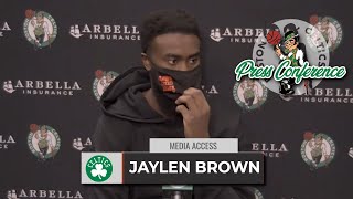 Jaylen Brown Says His Wrist Feels 80-85% | Postgame Interview 10-4