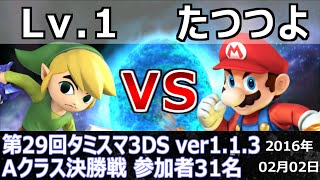 第29回タミスマ3DS[A]決勝戦 Lv.1(トゥーンリンク) vs たつつよ(マリオ) スマブラ3DS SSB4