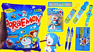 Doraemon snacks 😍 main mujhe mile Two doraemon eraser 🤩pen 🥰 binocular 😍 or bhot aache aache gifts