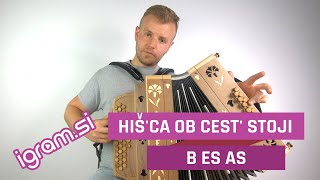 Hiš'ca ob cest' stoji (B Es As) | Spletno učenje harmonike