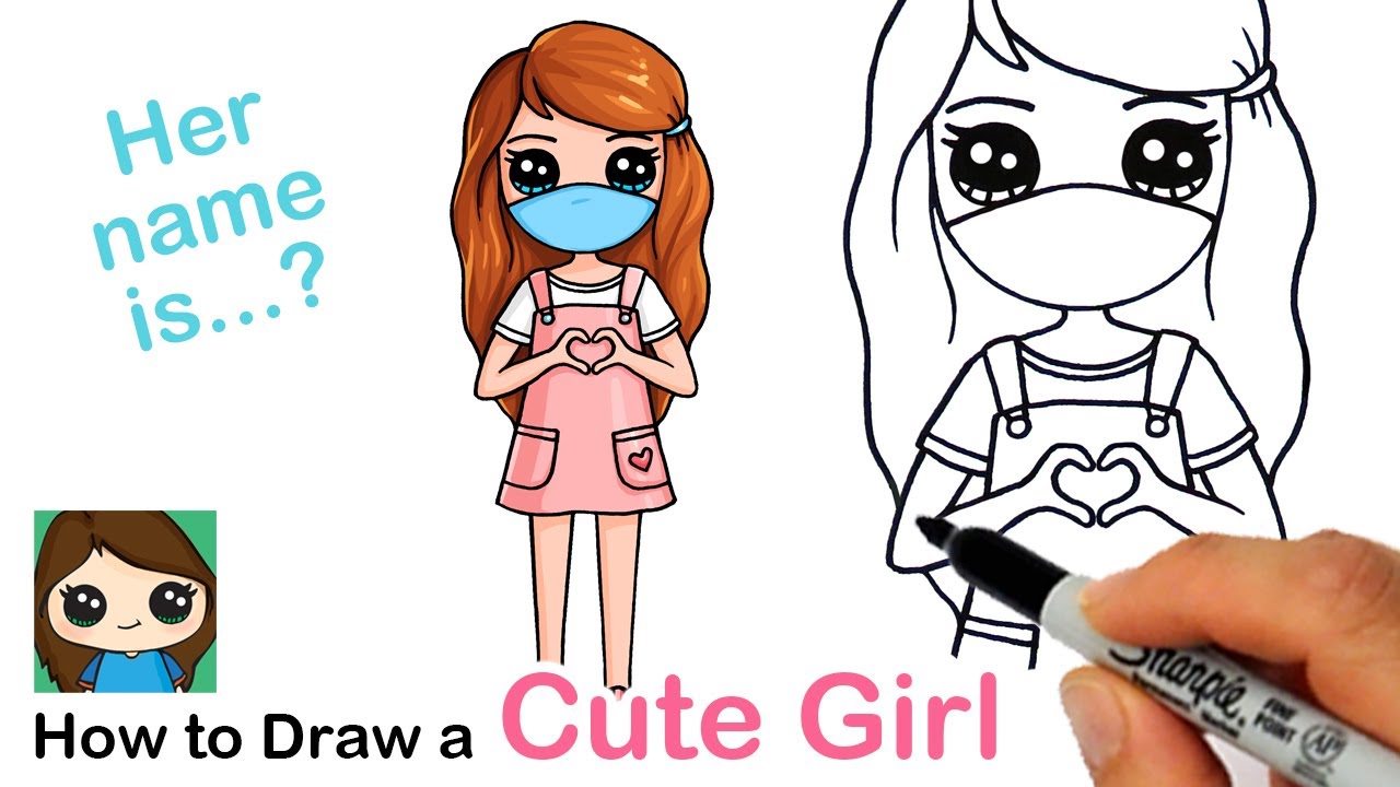 How To Draw A Cute Girl Wearing A Face Mask 😷 - YouTube