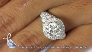 ER-1197 - 3.46 Carat E-VS2 Natural Round Diamond Engagement Ring 14k White Gold Pave Halo