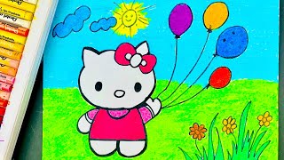 How to draw Hello Kitty | Hello Kitty Easy Drawing and Coloring Tutorial