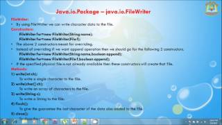 Lesson - 2 : java.io Package - FileWriter Class in Java Programming Language