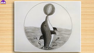 How to draw a dolphin with ball pencil drawing