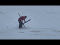 houston snow man skis at eleanor tinsley park during winter storm