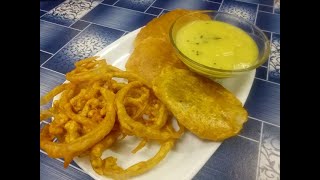 Dumas style Aloo pyaz pakoda/Batata Na Bhajiya ane Kanda Ring - Batata Puri recipe by Bham's kitchen