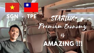 Amazing flight with Starlux Airlines in Premium Economy Airbus A350-900 | Ho Chi Minh City to Taipei