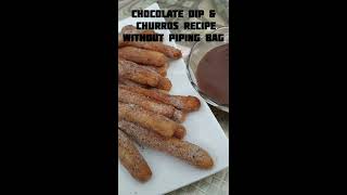 Homemade churros without piping bag recipe|with chocolate drip |