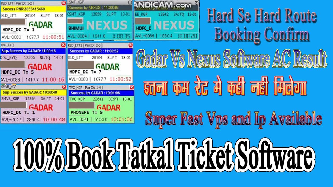 Live Booking Tatkal Ticket | Nexus VS Gadar Software AC | 100% Confirm ...