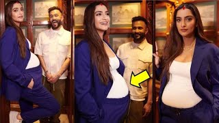 Sonam Kapoor's Grand Entry flaunting Baby Bump with Anand Ahuja and Papa Anil Kapoor at her Launch