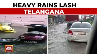 Heavy Rain Submerges Low-Lying Areas In Telangana, Streets Waterlogged | India Today News