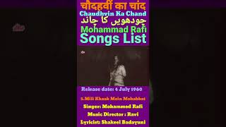 Chaudhvin Ka Chand 1960 | Mohammed Rafi Songs List #shorts #viral #trending