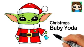 How to Draw Christmas Baby Yoda 🎄
