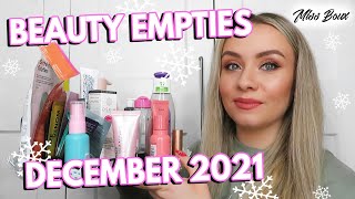 SKINCARE \u0026 BEAUTY EMPTIES DECEMBER 2021 | WHAT PRODUCTS I'VE USED UP \u0026 PRODUCT REVIEW | MISS BOUX