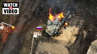 Ukrainian tank single-handedly takes on entire Russian convoy