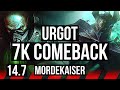 URGOT vs MORDEKAISER (TOP) | 7k comeback, 45k DMG, 600+ games | NA Master | 14.7