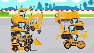 Learning Street Vehicles Name and Sound Crane Truck ,Cement Mixer Truck ,Dump Truck ,Bulldozer