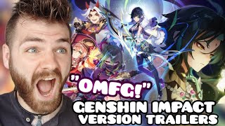 First Time REACTION to All GENSHIN IMPACT Version Trailers | Part 1