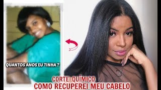 COMO RECUPEREI MEU CABELO DO CORTE QUÍMICO E FIZ COMEÇAR A CRESCER + RÁPIDO