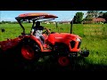 40hp tractor on grass filled land kubota l4018 with rotary tiller 2020 model demo at cavite ph