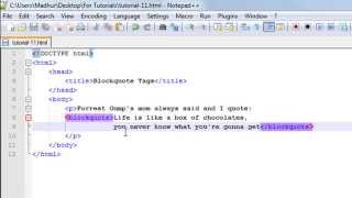 HTML Tutorial - 11: The Blockquote and Quote Tags