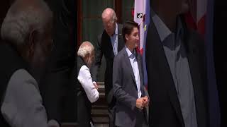 US President Joe Biden walks up to PM Modi to greet him