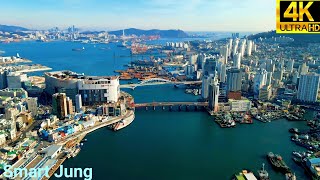 부산영도대교,영도항,용두산공원 | 드론영상 | Korea, Busan Yeongdo Bridge, Yeongdo Port, and Busan Tower