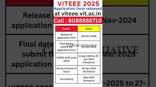 VITEEE 2025 Registration Started🔥#jee1 #jee2025 #viteee2025