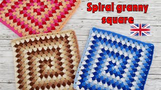 Crochet granny squares with a spiral pattern