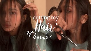 how I cut my long boring hair at home (easy \u0026 safe)