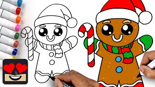 How To Draw Christmas Gingerbread Man